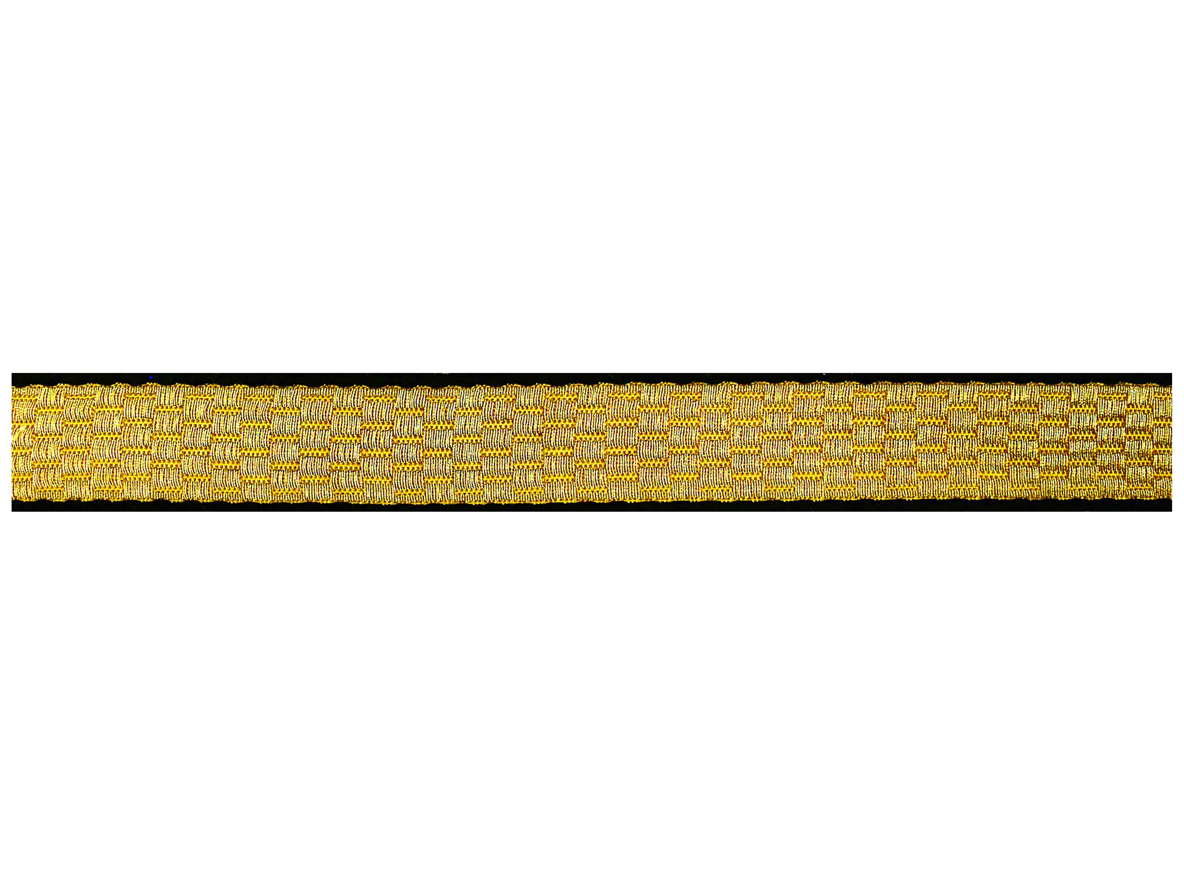 Tresse Foliengespinst goldfarbig mit schwarzen Kunstseidenkanten 20 mm Tresse Foliengespinst goldfarbig mit schwarzen Kunstseidenkanten 20 mm