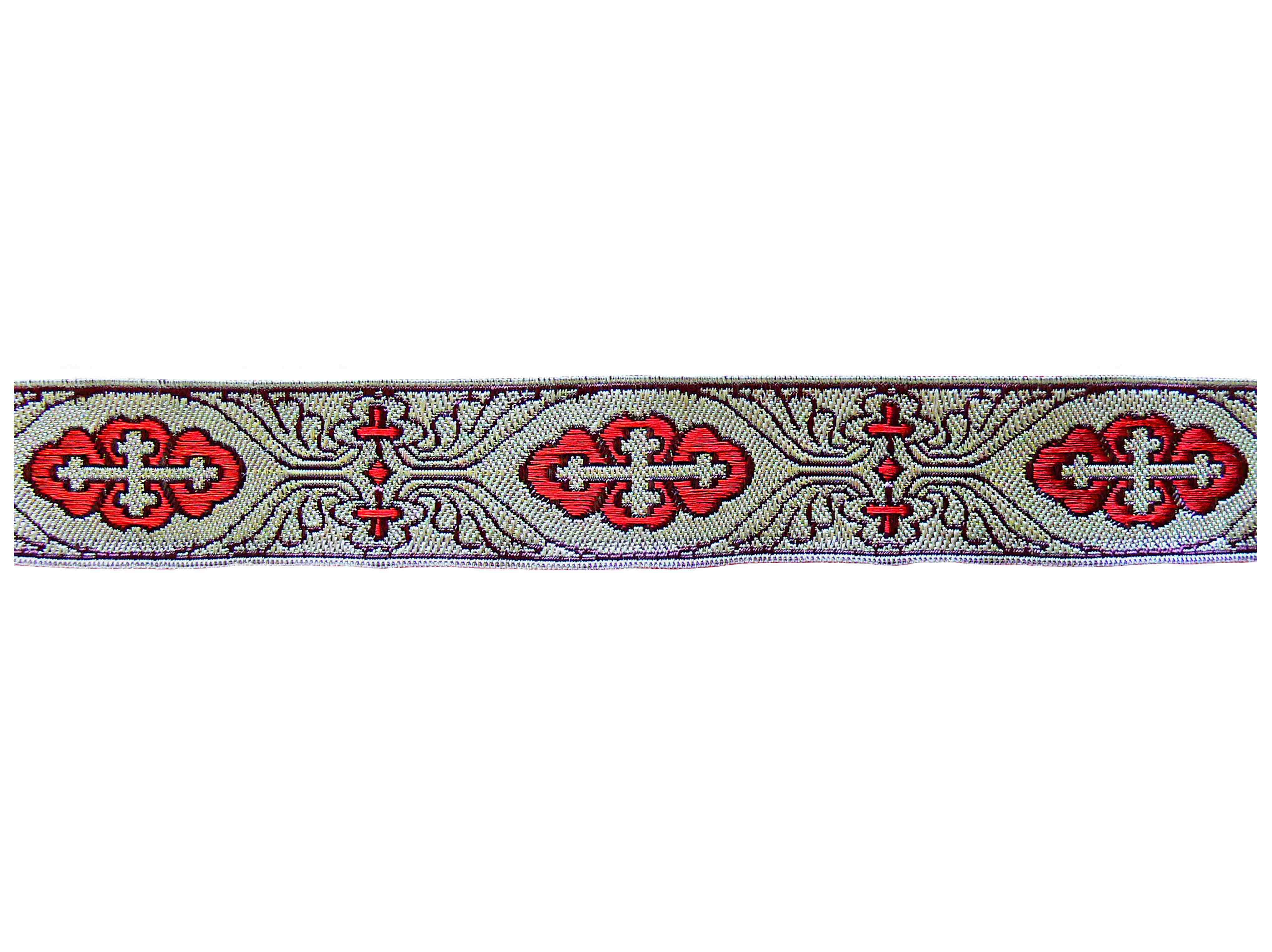 Tresse mit Muster rot und beige 26 mm Tresse mit Muster rot und beige 26 mm
