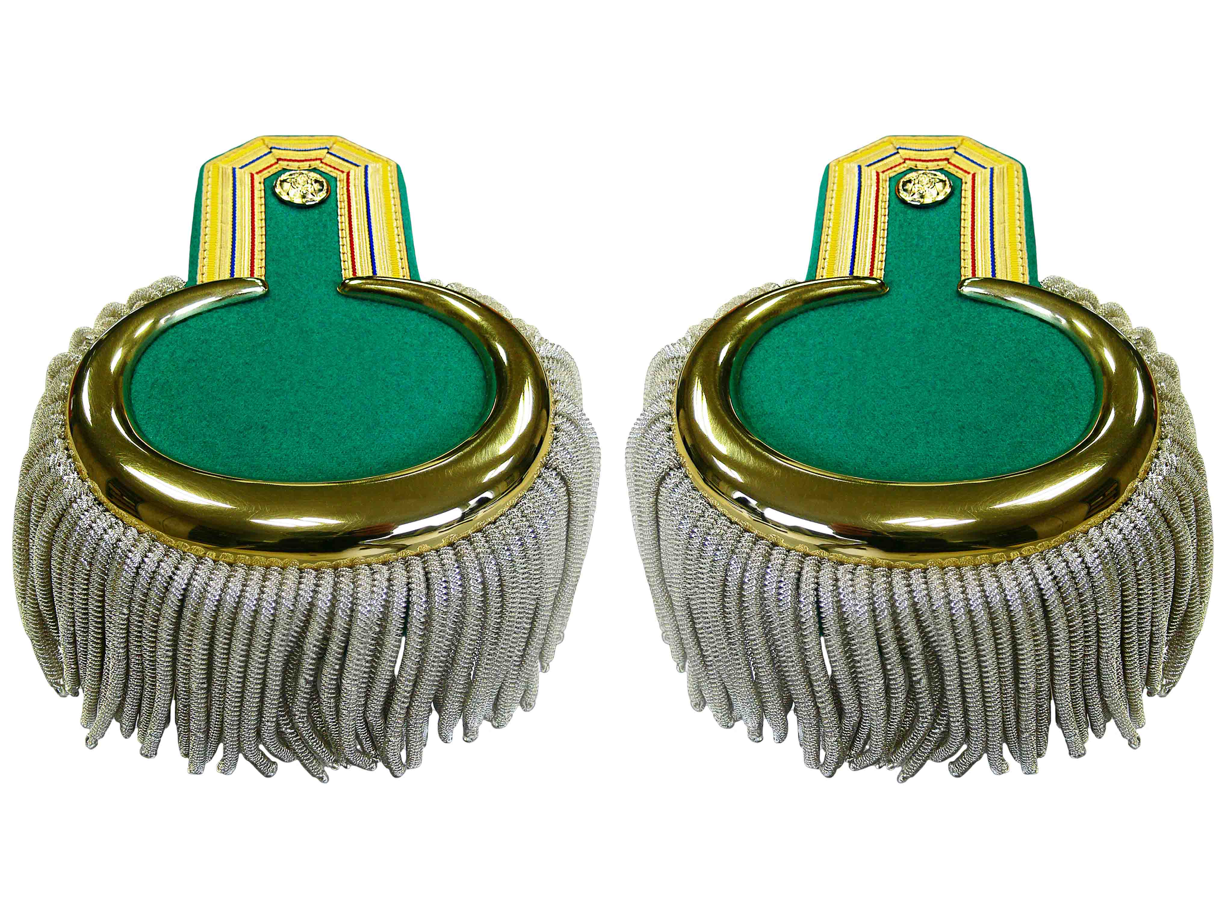 Épaulettes de Colombie avec des franges de cordon argentées