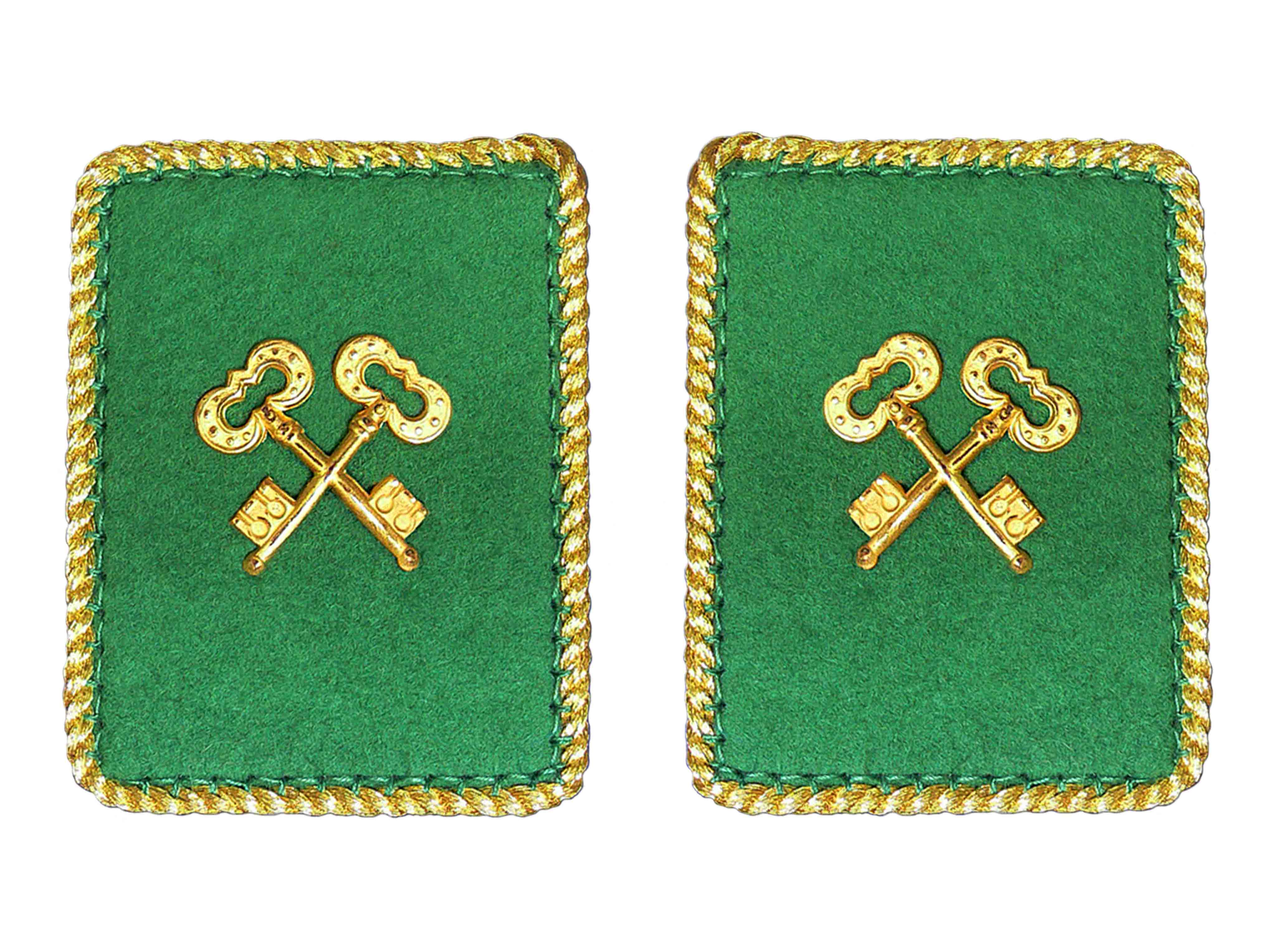 Filz grün Metallauflage und Umrandung gold