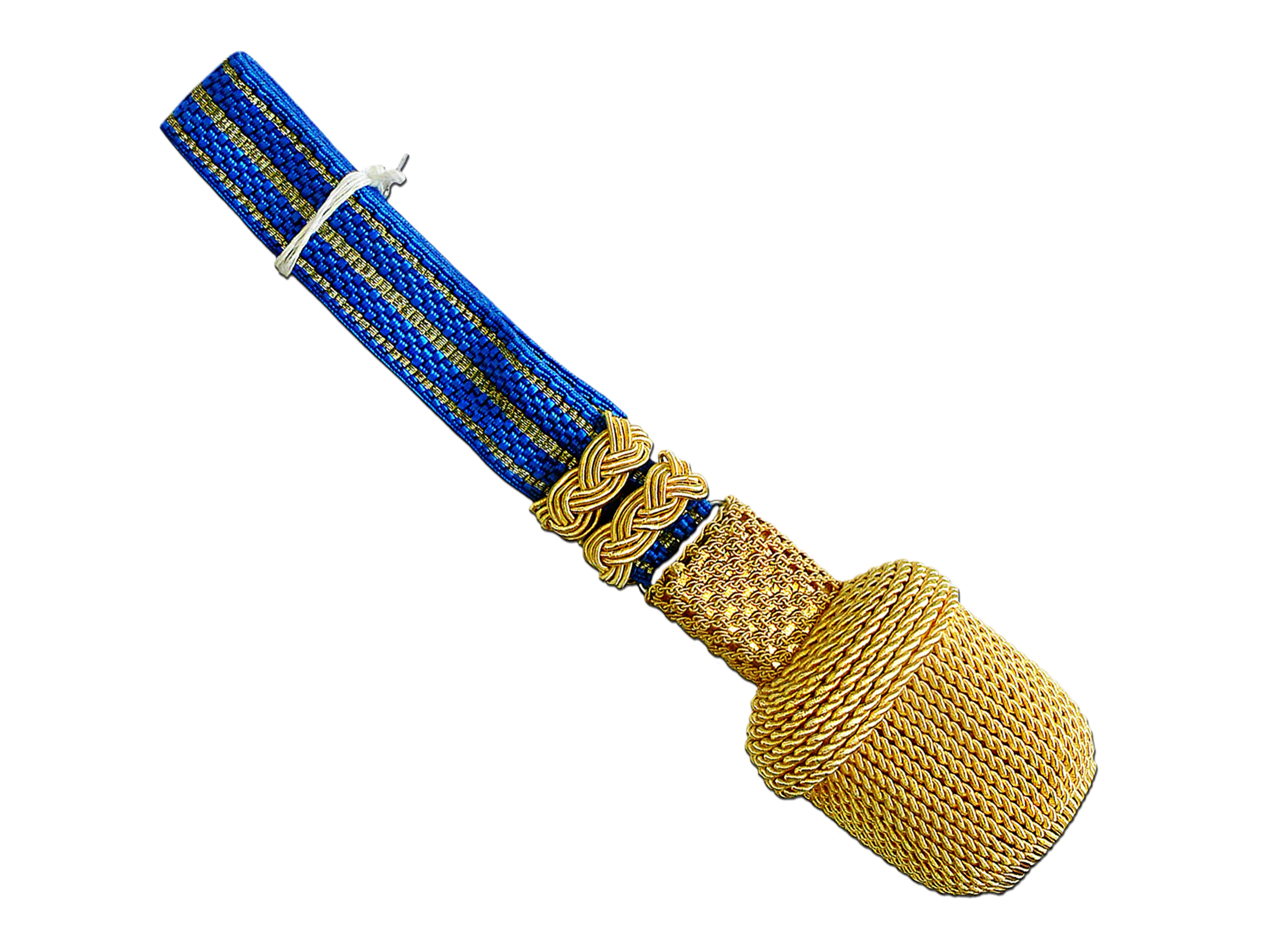 Portepee goldfarbig Tresse blau- und goldfarbig Portepee goldfarbig Tresse blau- und goldfarbig