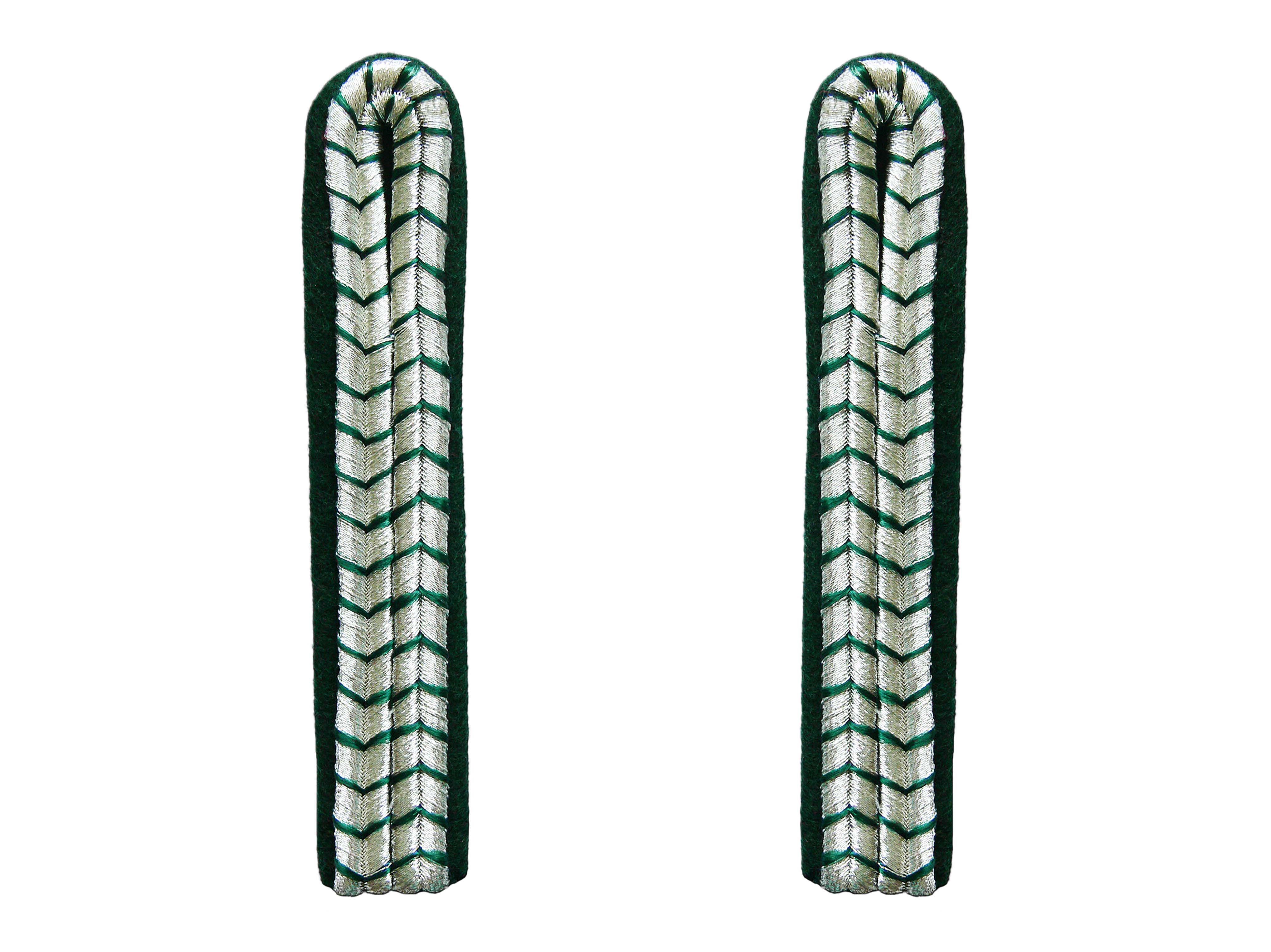 Schulterstücke 2-streifig, silber mit grün, auf grün Filz 1-41-002-830-4623-0128
