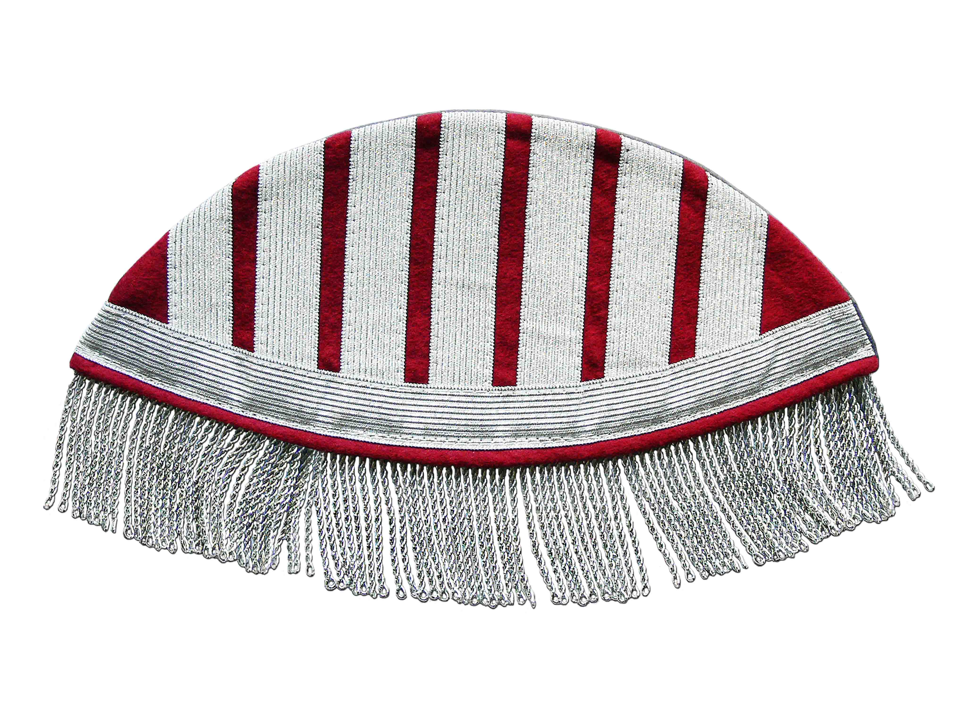 1-47-210-833-4300-0146 Trecce e frange corda di alluminio su feltro cremisi scuro