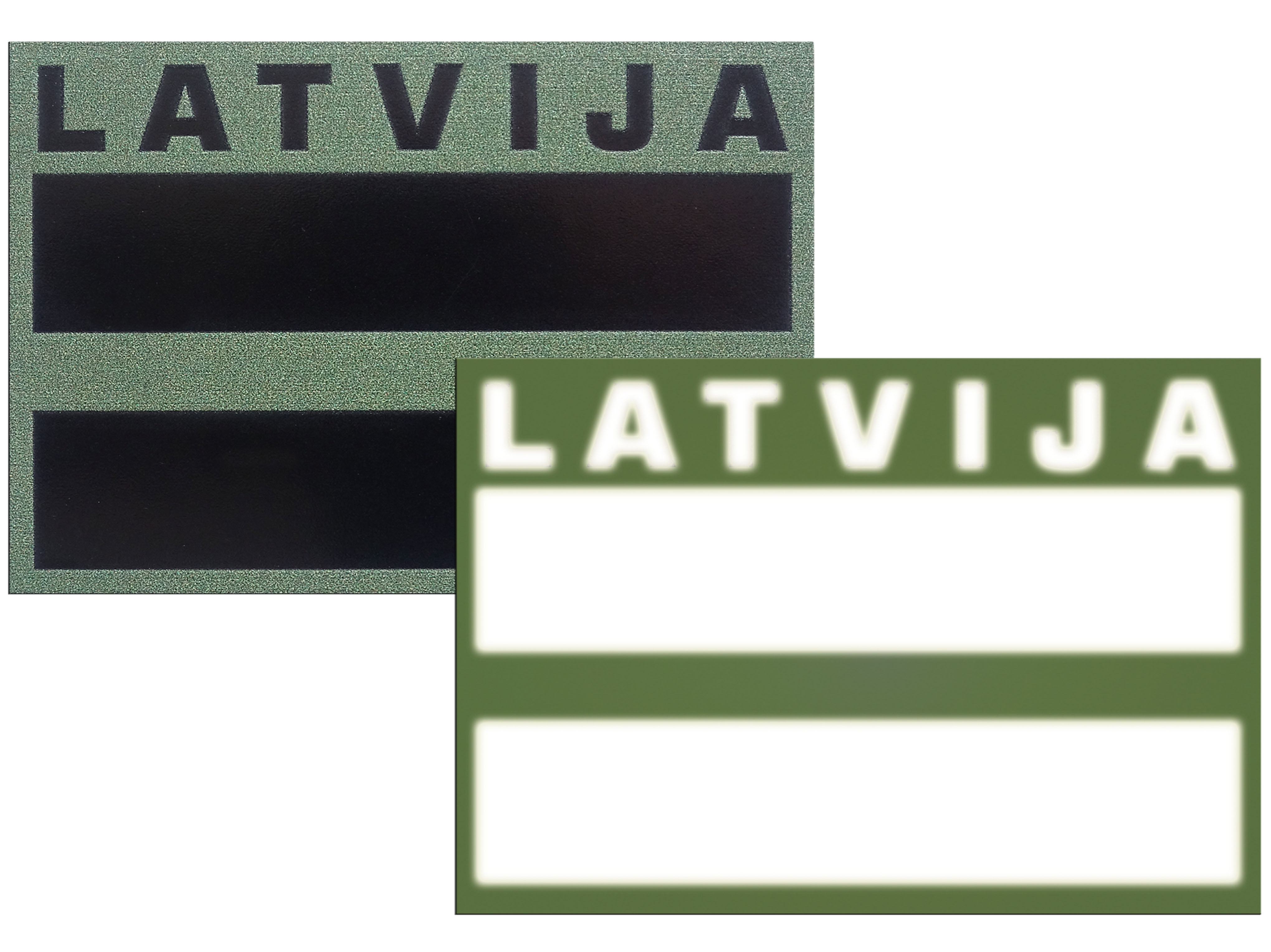 Insegna Lettonia Vista di giorno e di notte Insegna Lettonia Vista di giorno e di notte