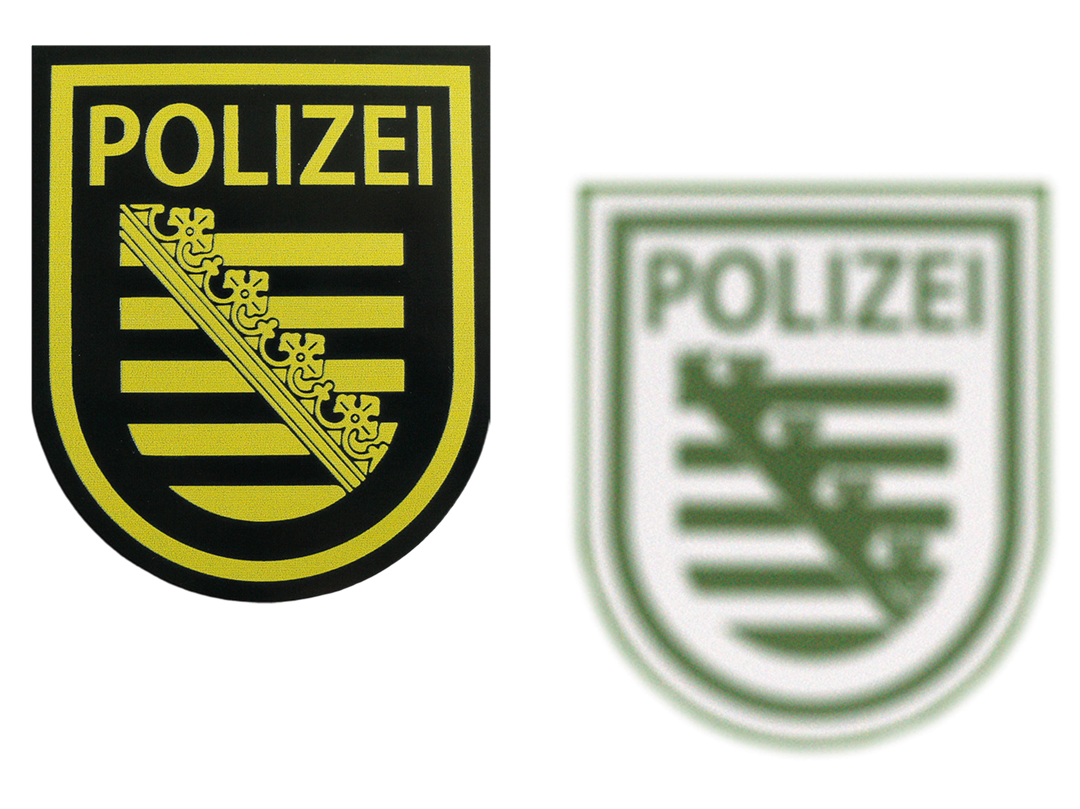 Polizia della Sassonia vista di giorno e di notte Polizia della Sassonia vista di giorno e di notte